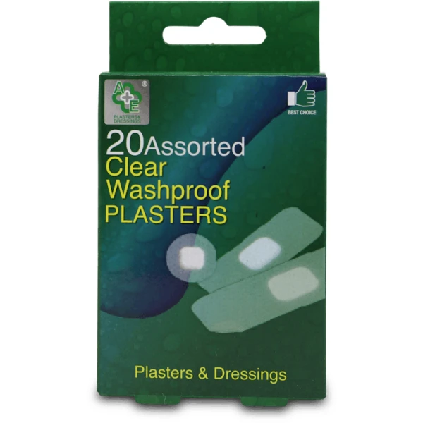 A+E Assorted Clear Washproof Plasters 20 Pack