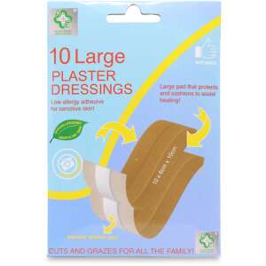 A+E Large Plaster Dressings 6cm x 10cm 10 Pack