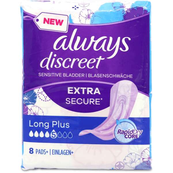 Always Discreet Pads Long Plus 8 Pack