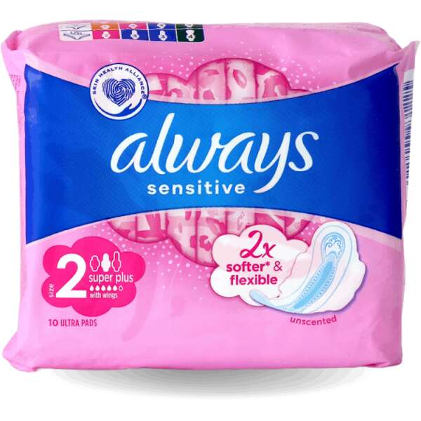 Always Sensitive Super Plus Ultra Unscented Pads 10 Pack