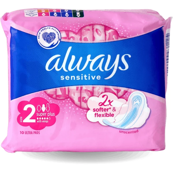 Always Sensitive Super Plus Ultra Unscented Pads 10 Pack