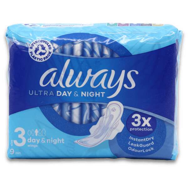 Always Ultra Day & Night Sanitary Pads 9 Pack