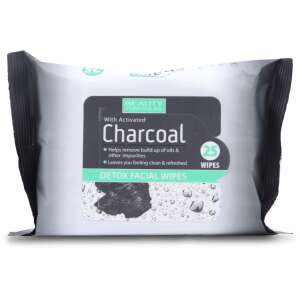 Beauty Formulas Activated Charcoal Detox Facial Wipes 25 pack