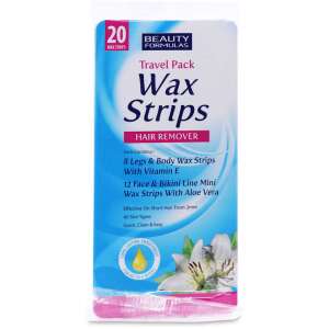 Beauty Formulas Wax Strips Travel Pack (8 x Legs & Body Strips, 12 x Face & Bikini Line Strips)