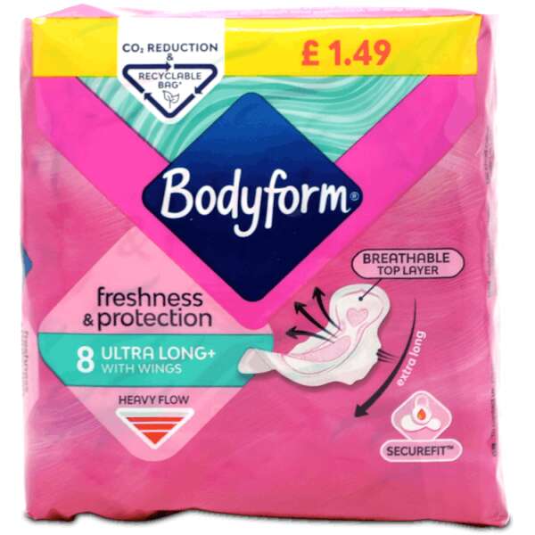 Bodyform Freshness & Protection Ultra Long With Wings Heavy Flow 8 Pack