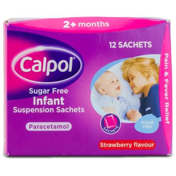 Calpol Sugar Free Infant Suspension Strawberry 12 Sachets