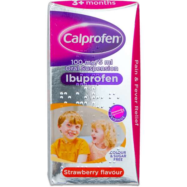 Calprofen Ibuprofen Oral Suspension 3+ Months Strawberry Flavour 100ml