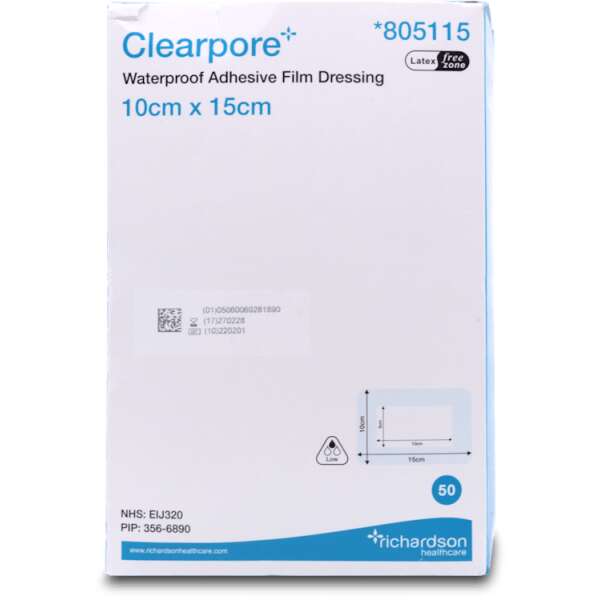 Clearpore Adhesive  Dressing 15x10cm 50 pack