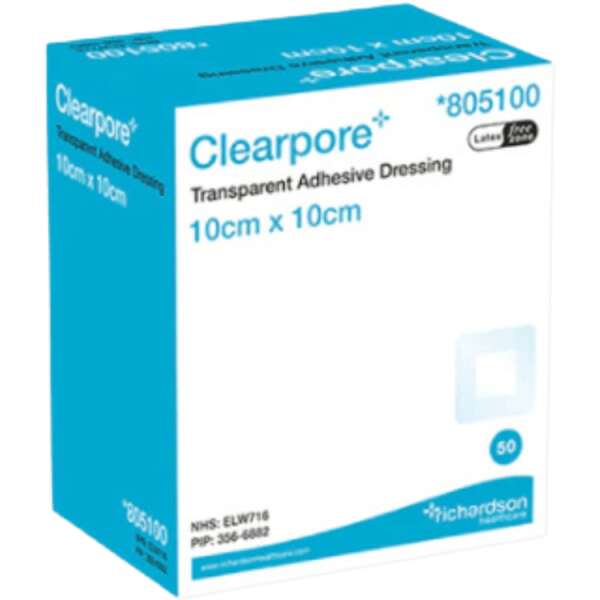 Clearpore Waterproof Adhesive Dressing 10x10cm 50 Pack