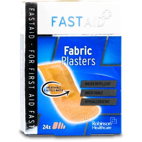 Fast Aid Antiseptic Fabric Plasters Assorted Sizes 24 Pack