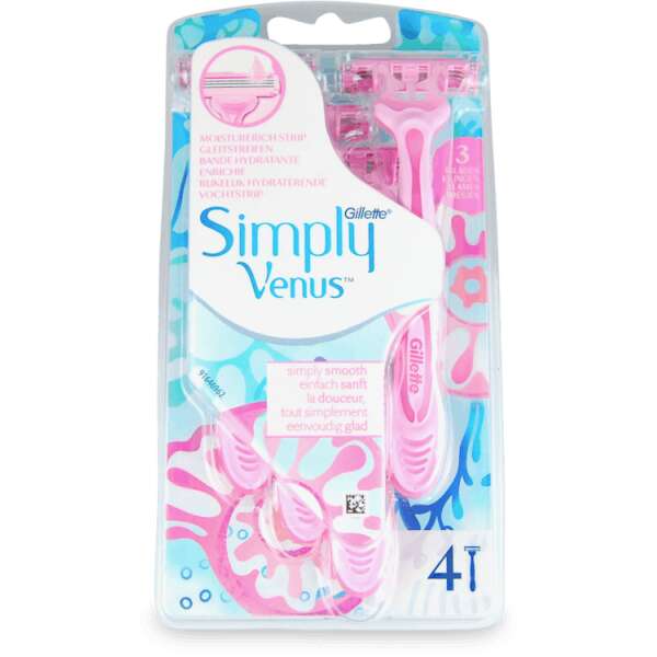 Gillette Simply Venus 3 Women's Disposable Razors 4 Pack