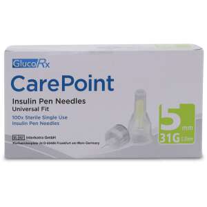 GlucoRx CarePoint Insulin Pen Needles 5mm 31G 100 Pack