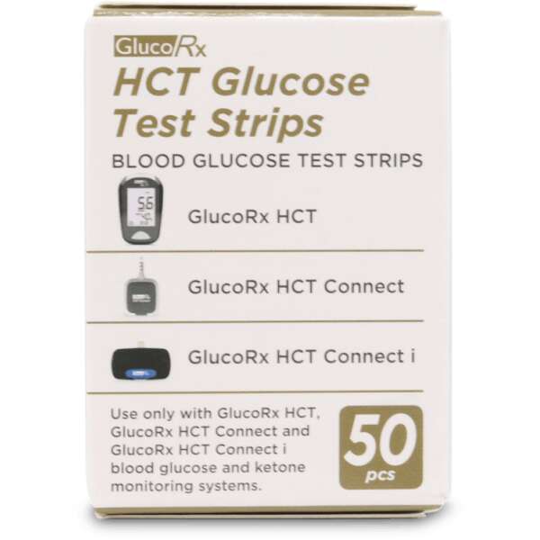 GlucoRx HCT Glucose Strips 50 pack