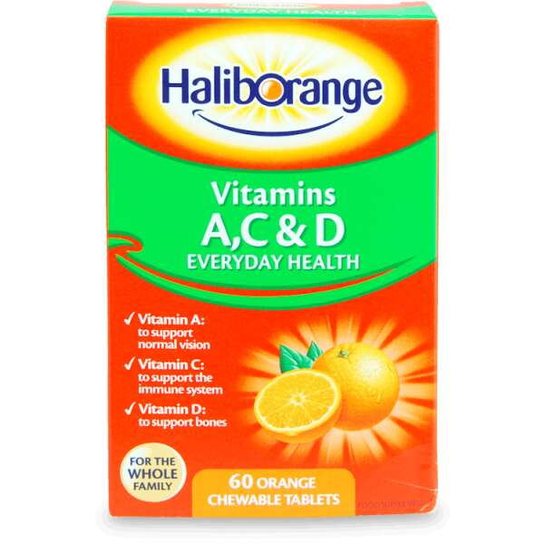 Haliborange Vitamins A, C & D Orange Chewable 60 Tablets