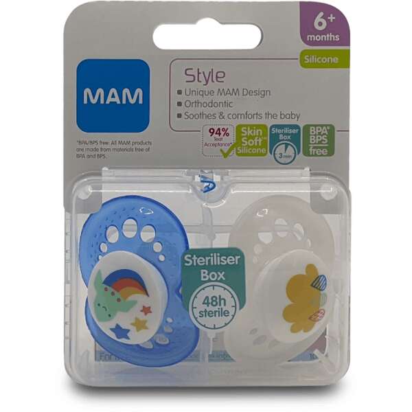 Mam Style Silicone Soothers 6+ Months 2 Pack