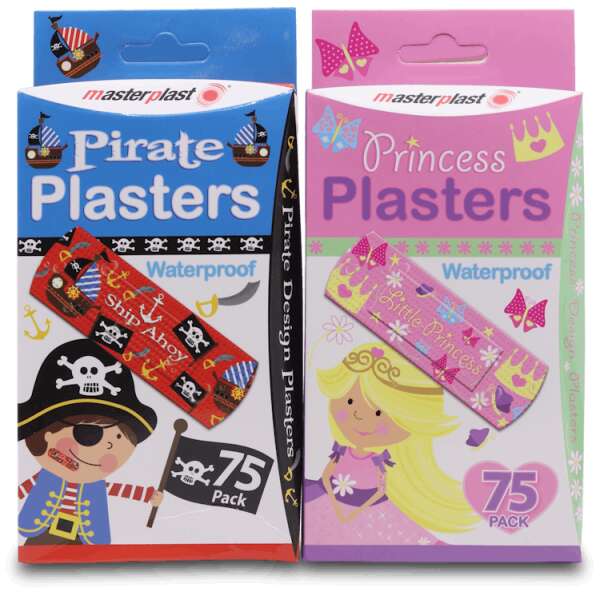 Masterplast Pirate or Princess Assorted Plasters 75 Pack