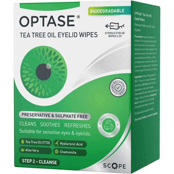 Optase Tea Tree Oil Eyelid Wipes 20 Pack