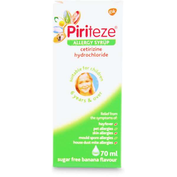 Piriteze Allergy Syrup Once a Day 6+ Years 70ml