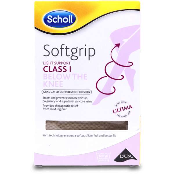 Scholl Softgrip C1 Below The Knee Compression Hosiery Medium Natural