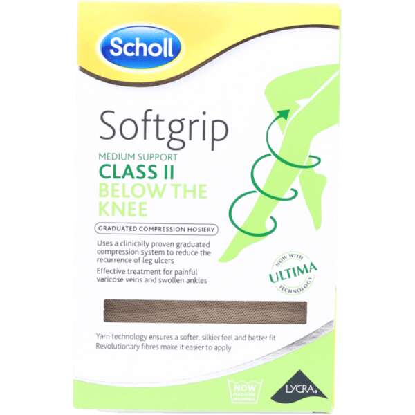 Scholl Softgrip C2 Below The Knee Compression Hosiery Small Natural