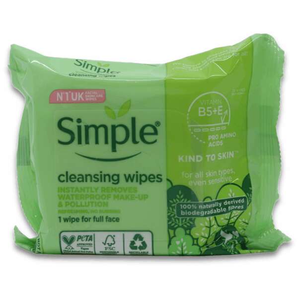 Simple Biodegradable Cleansing Wipes 25 Wipes