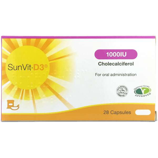 Sunvit-D3 1000IU Cholecalciferol Vitamin D 28 Capsules