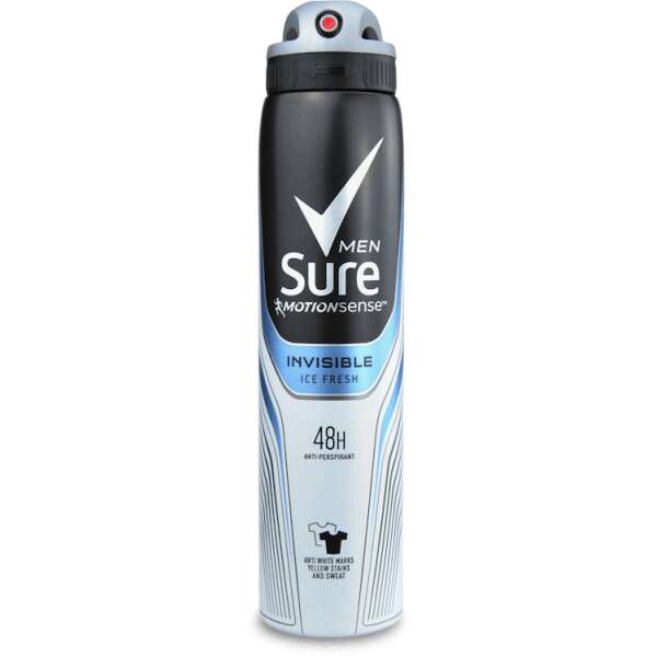 Sure Men Antiperspirant Deodorant Aerosol Invisible Ice 250ml