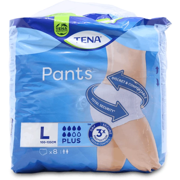 Tena Pants Plus Large 8 Pack