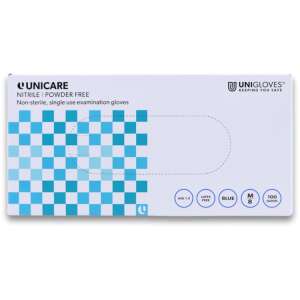 Unicare Nitrile Powder Free Examination Gloves Medium 100 Pack