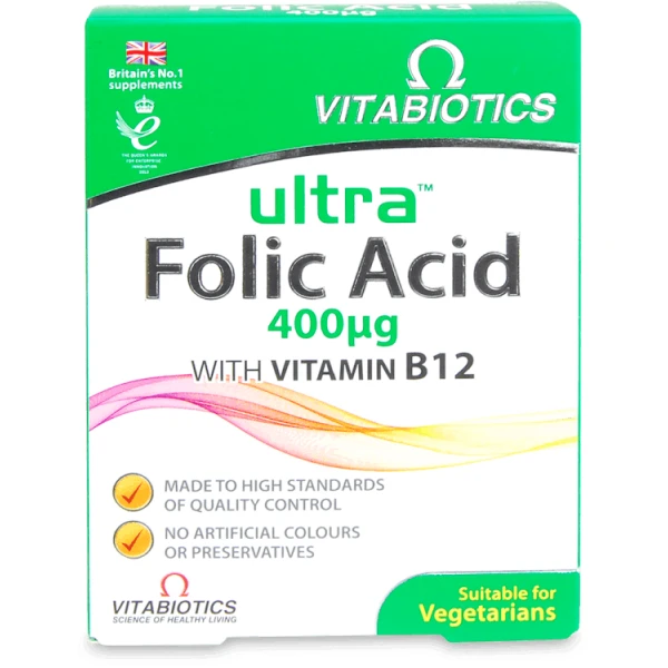 Vitabiotics Ultra Folic Acid 400µg with Vitamin B12 60 Tablets