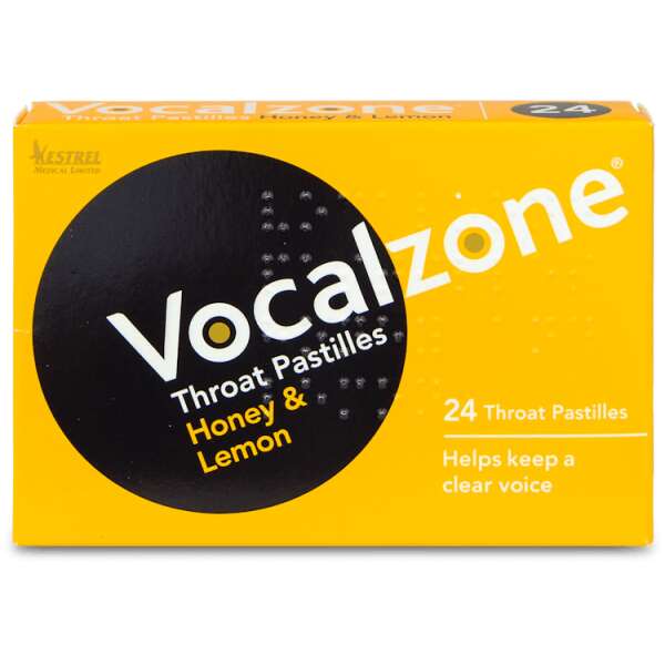 Vocalzone Throat Pastilles Honey & Lemon 24 Pack