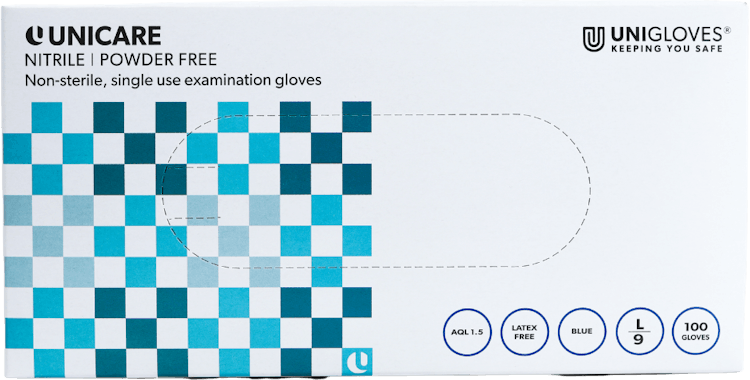 Unicare Nitrile Powder Free Examination Gloves large 100 Pack